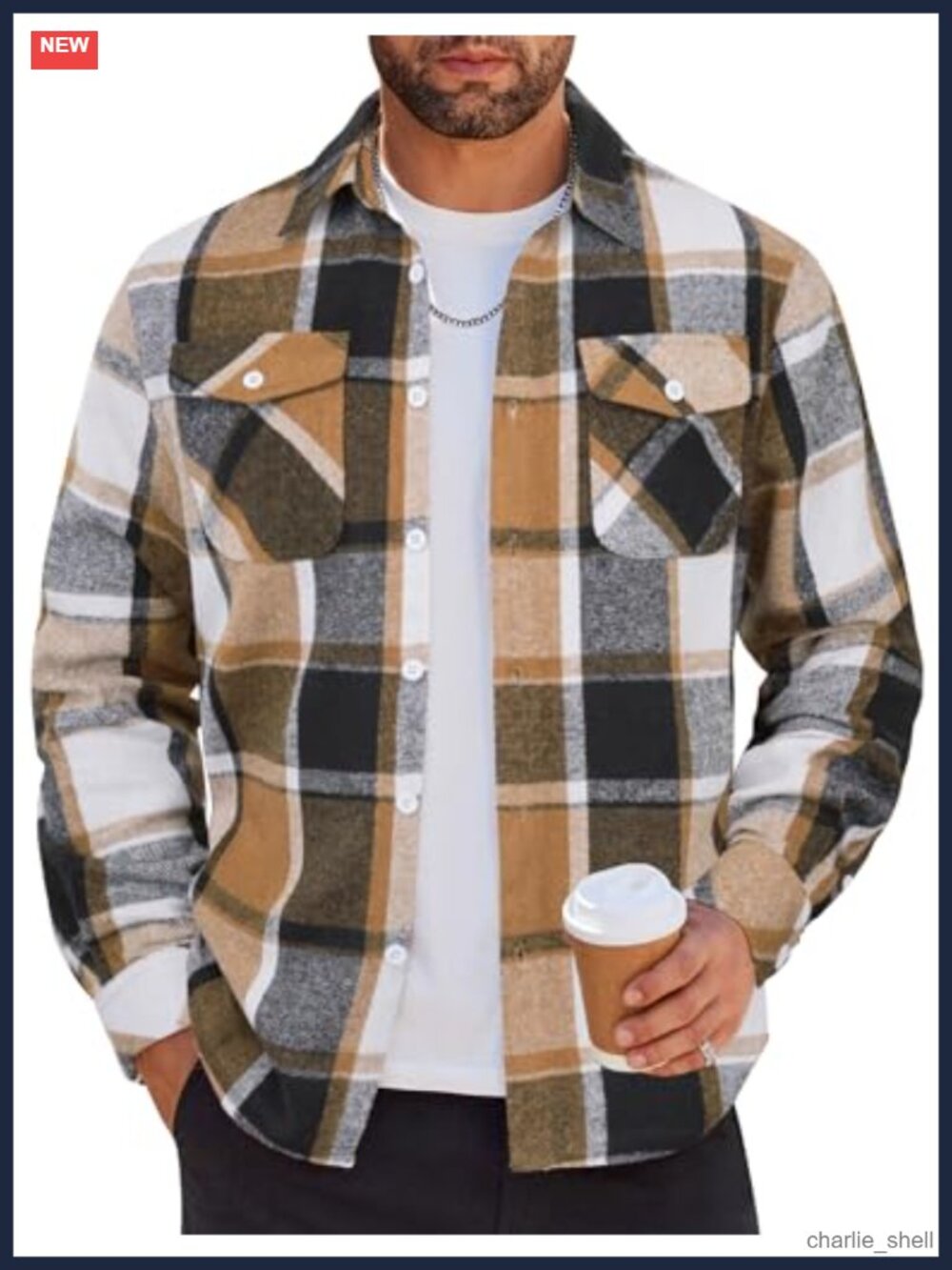 Men's Plaid Flannel Button Down Shirt Jacket Long Sleeve Casual